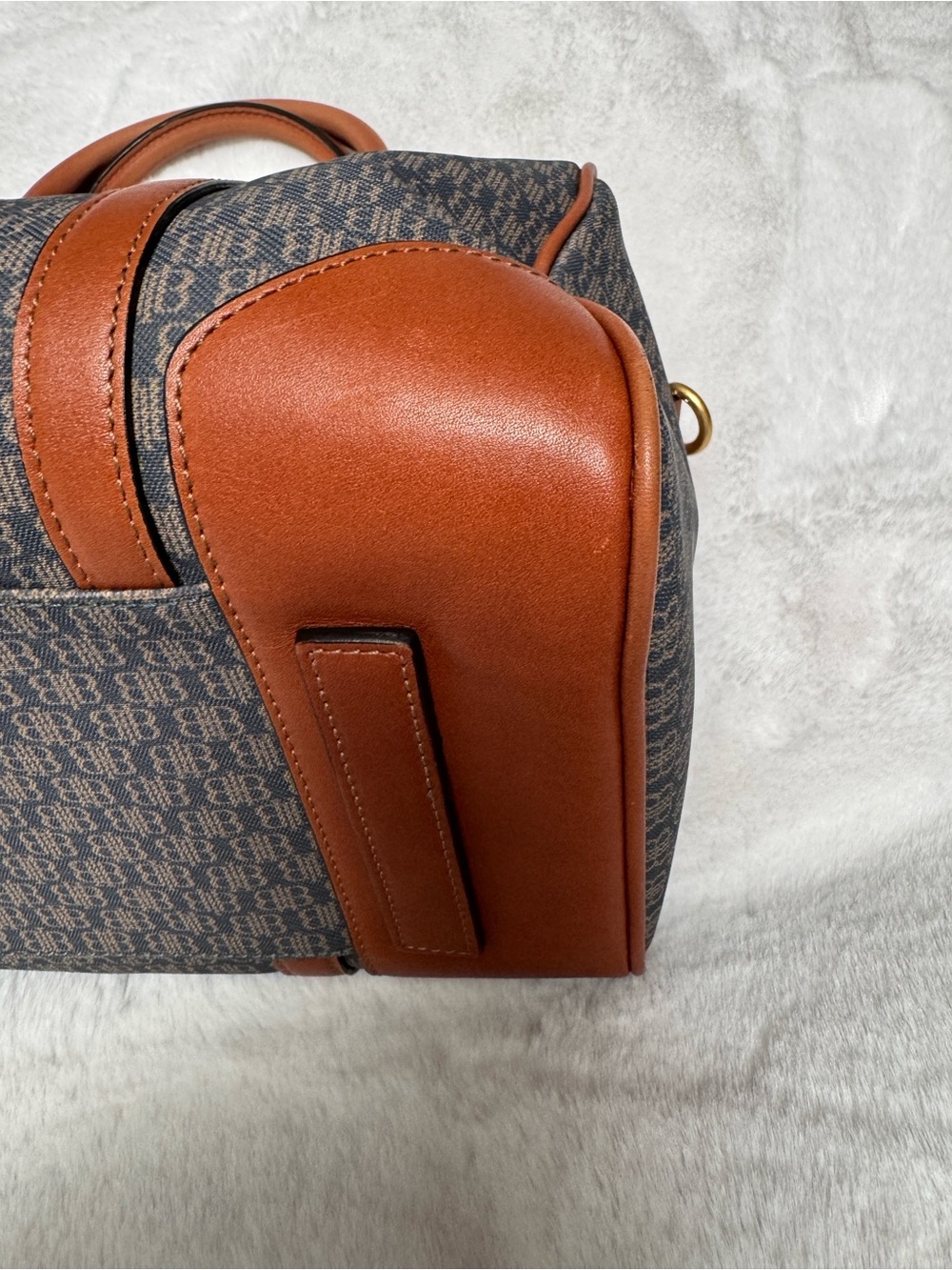 Beanpole Bourke Brown Canvas Monogram Satchel with Tan Leather Trim - Picture 4 of 14